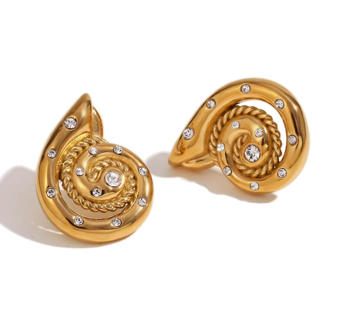 Studded snail earrings