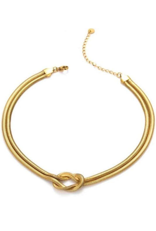 Meera Minimalist Gold Double Layered Snake Chain – Elegant Stainless Steel Jewelry